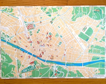 アンティーク 1970 年イタリア フィレンツェの絵地図 Aziendo Autonoma