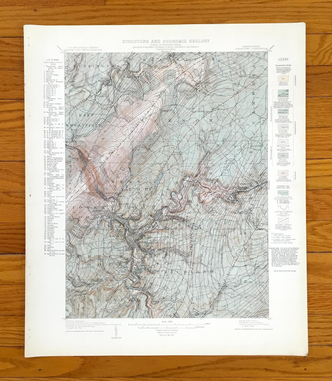 Antique Johnstown 1910 US Geological Survey Map Il Dr9r 
