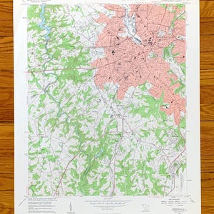 Mapa topográfico antiguo de Greenville, Carolina del Sur, 1957, del Servicio Geológico de Estados Unidos: Pickens, condado de Anderson, lago Saluda, Overbrook, Carolina del Sur