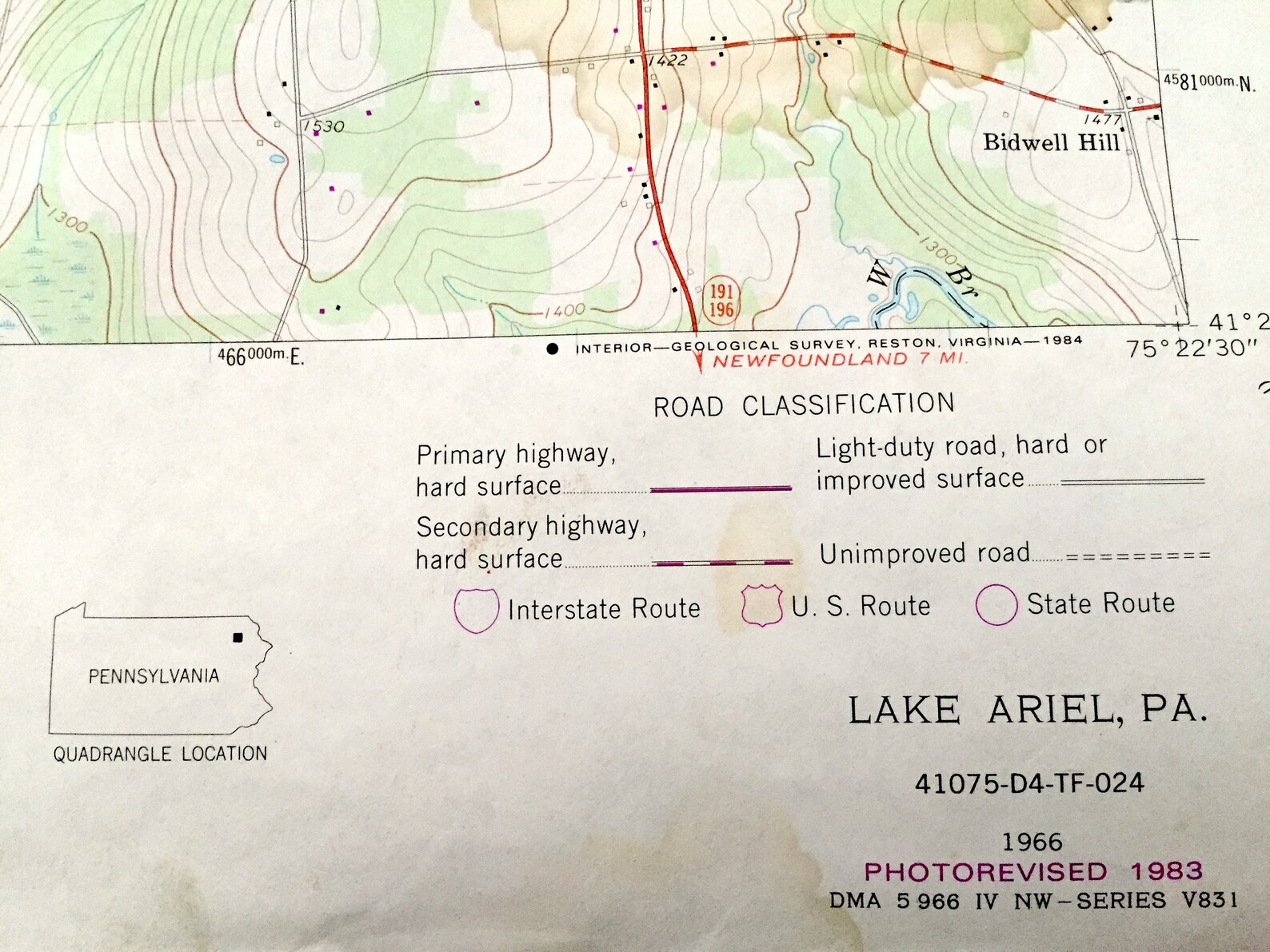 Antique Lake Ariel Pennsylvania 1966 US Geological Survey Etsy Australia