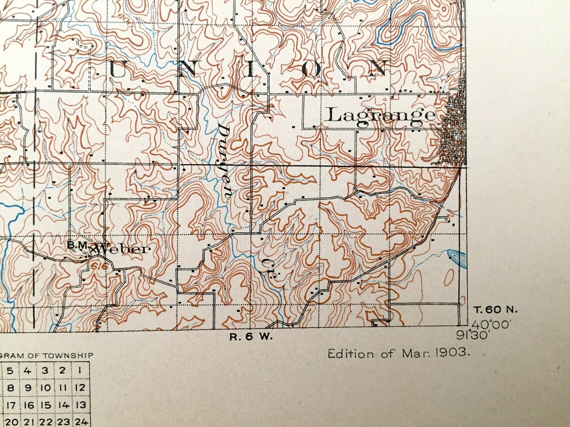 Antique Kahoka Missouri 1903 US Geological Survey Topographic Etsy