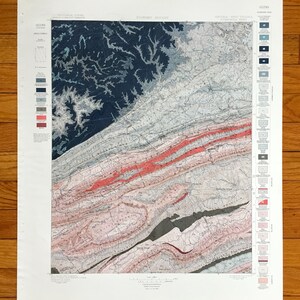 Antique Pocahontas, Virginie-Occidentale Carte topographique de l’US Geological Survey de 1895 – McDowell, Wyoming, Tazewell, Mercer, Bland, comté de Wythe VA
