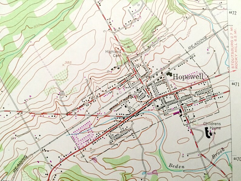 Antique Hopewell New Jersey 1954 US Geological Survey Etsy