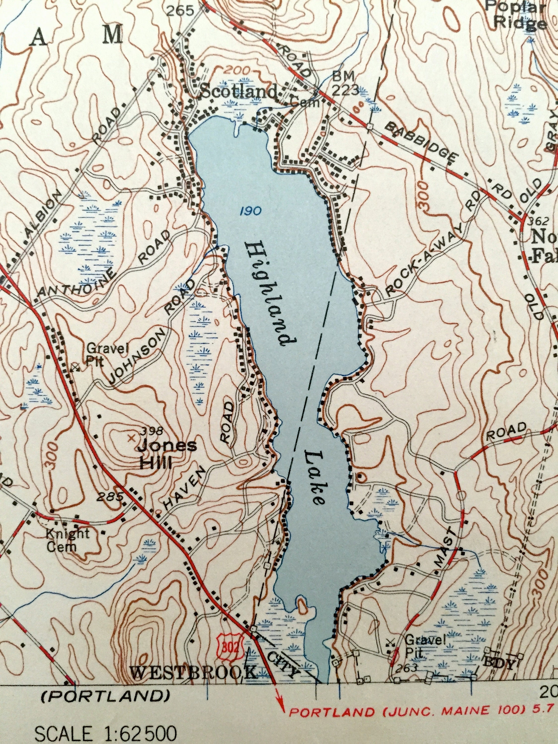 Antique Sebago Lake, Maine 1957 US Geological Survey Topographic Map ...