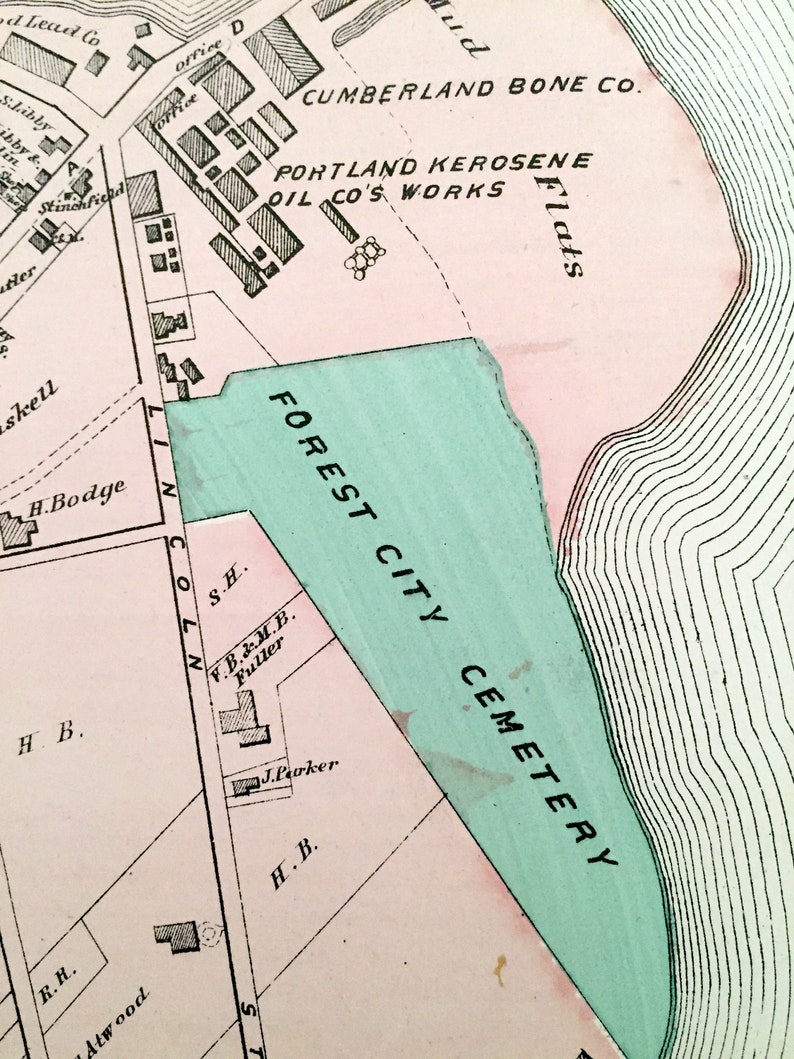Maine Map from F.W Antique 1871 Cape Elizabeth Fore ME Turner/'s Island Beers Atlas of Cumberland County \u2013 Portland Ligonia Browns Hill