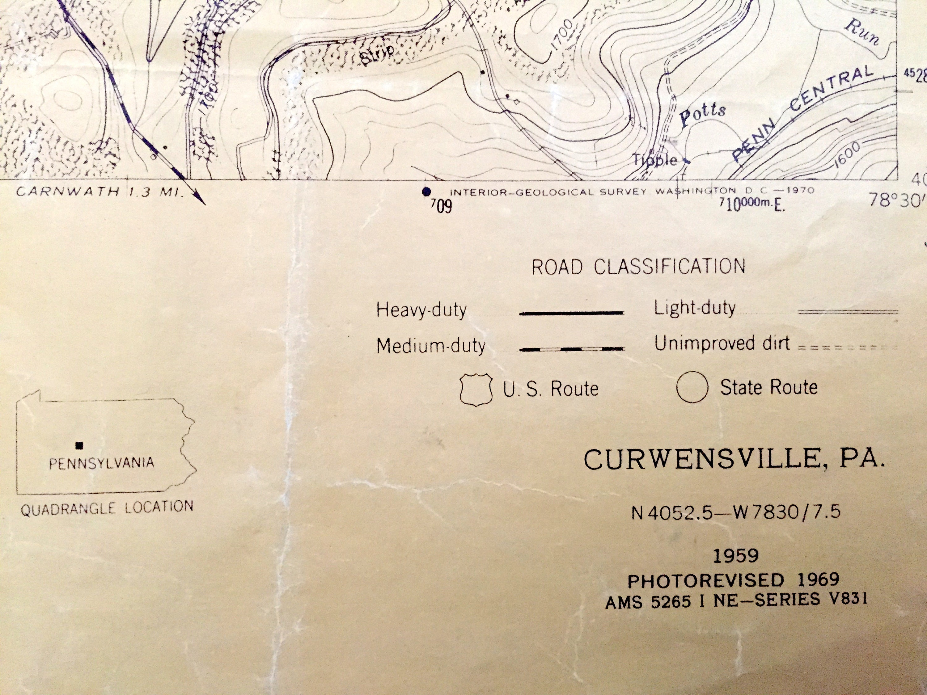 Antique Curwensville Pennsylvania 1959 US Geological Survey Etsy