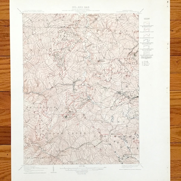 Topographic Map Burgettstown Etsy