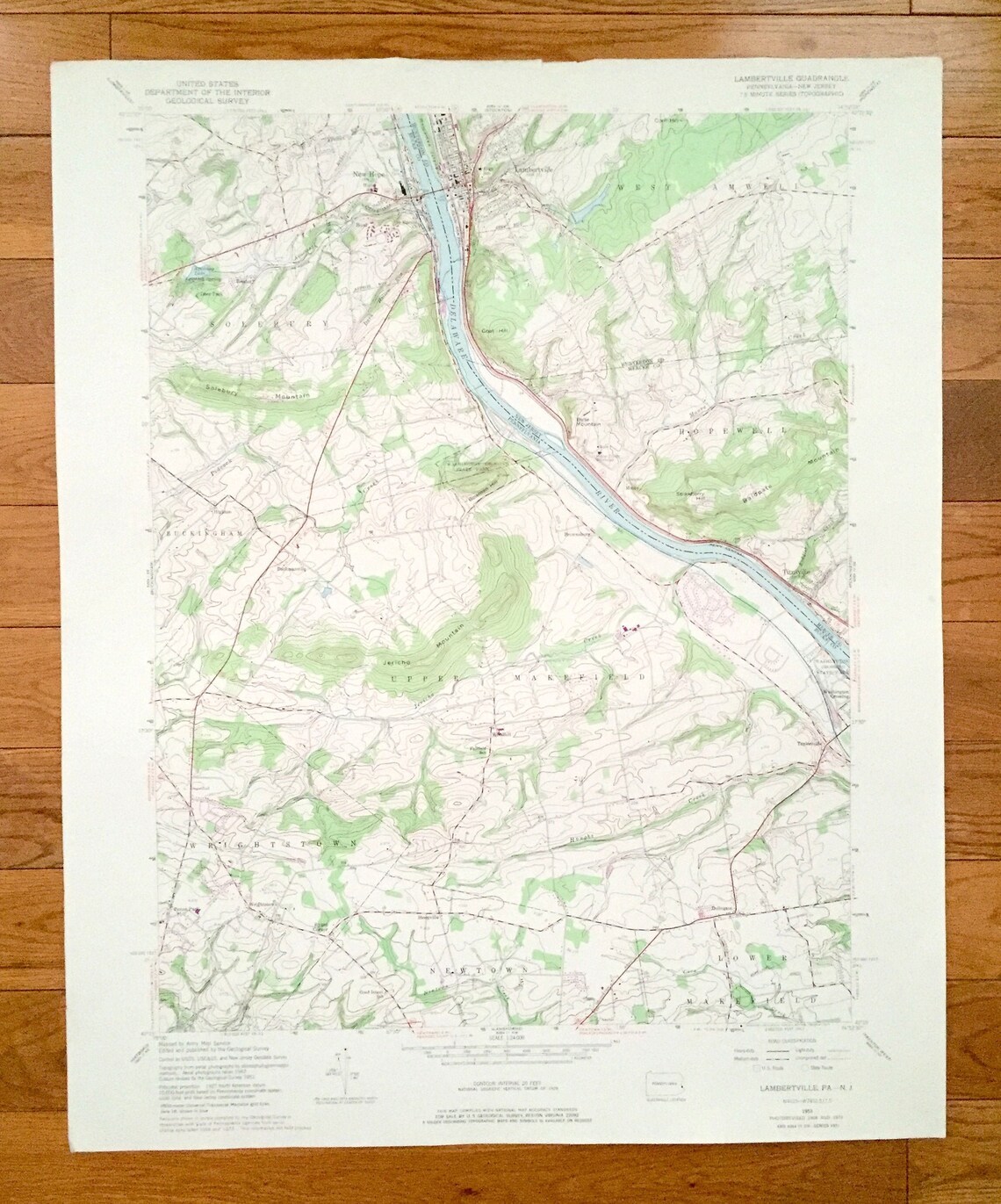 Antique Lambertville New Jersey 1953 US Geological Survey Map Etsy