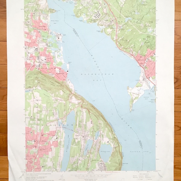 Antique Haverstraw, New York 1967 US Geological Survey Topographic Map – Clarkstown, Cortlandt, Stony Point, Croton, Hudson River Valley