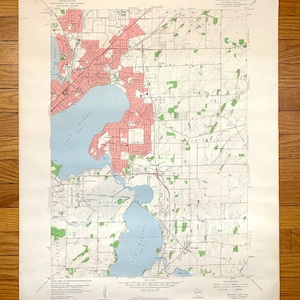 Antike Madison, Wisconsin 1959 US Geologische Untersuchung Topographische Karte - Dane County, Monona, Lake Waubesa, Olbrich Gardens, McFarland, WI