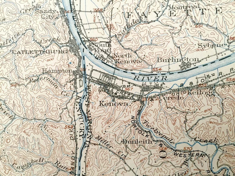 Antique Kenova West Virginia 1903 US Geological Survey Etsy
