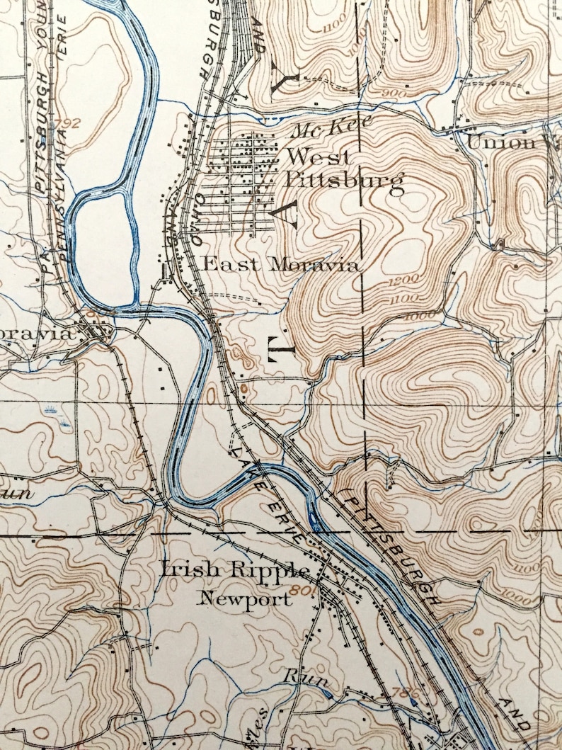 Antique New Castle Pennsylvania 1904 US Geological Survey - Etsy