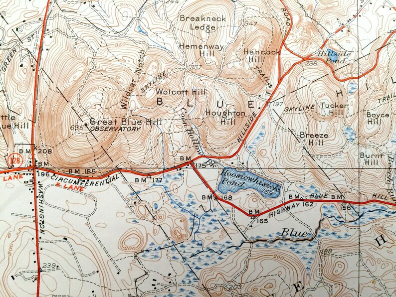 Antique Blue Hills Massachusetts 1941 US Geological Survey Etsy