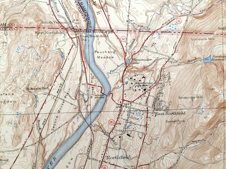 Antique Northfield Massachusetts 1946 US Geological Survey Etsy