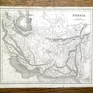 Antike Landkarte von 1845 archibald Fullarton & Co – Iran, Irak, Kuwait, Armenien, Aserbaidschan, Vereinigte Arabische Emirate, Dubai Turkmenistan