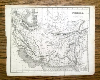 Antique 1845 Middle East Map by Archibald Fullarton & Co – Iran, Iraq, Kuwait, Armenia, Azerbaijan, United Arab Emirates, Dubai Turkmenistan