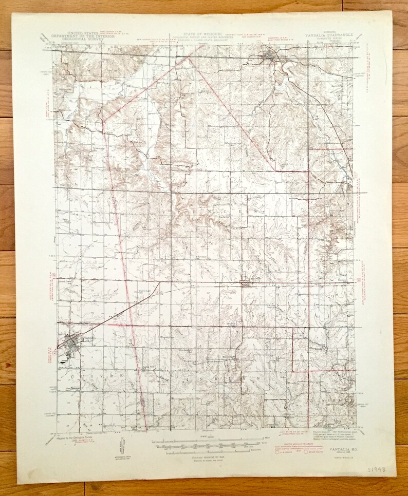 Antique Vandalia Missouri 1945 US Geological Survey Etsy