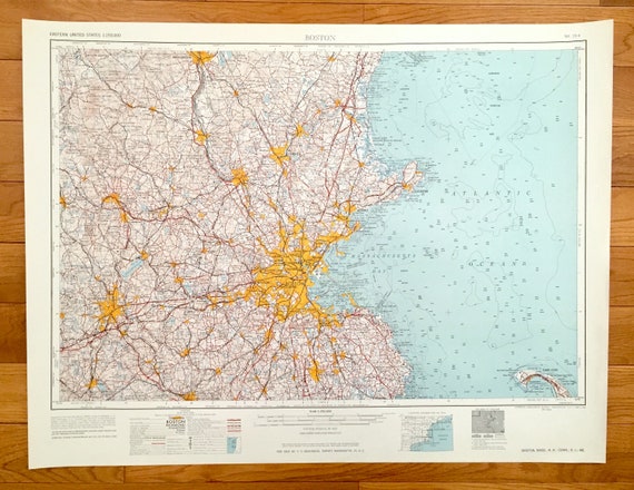 Antique Boston, Massachusetts 1961 US Geological Survey