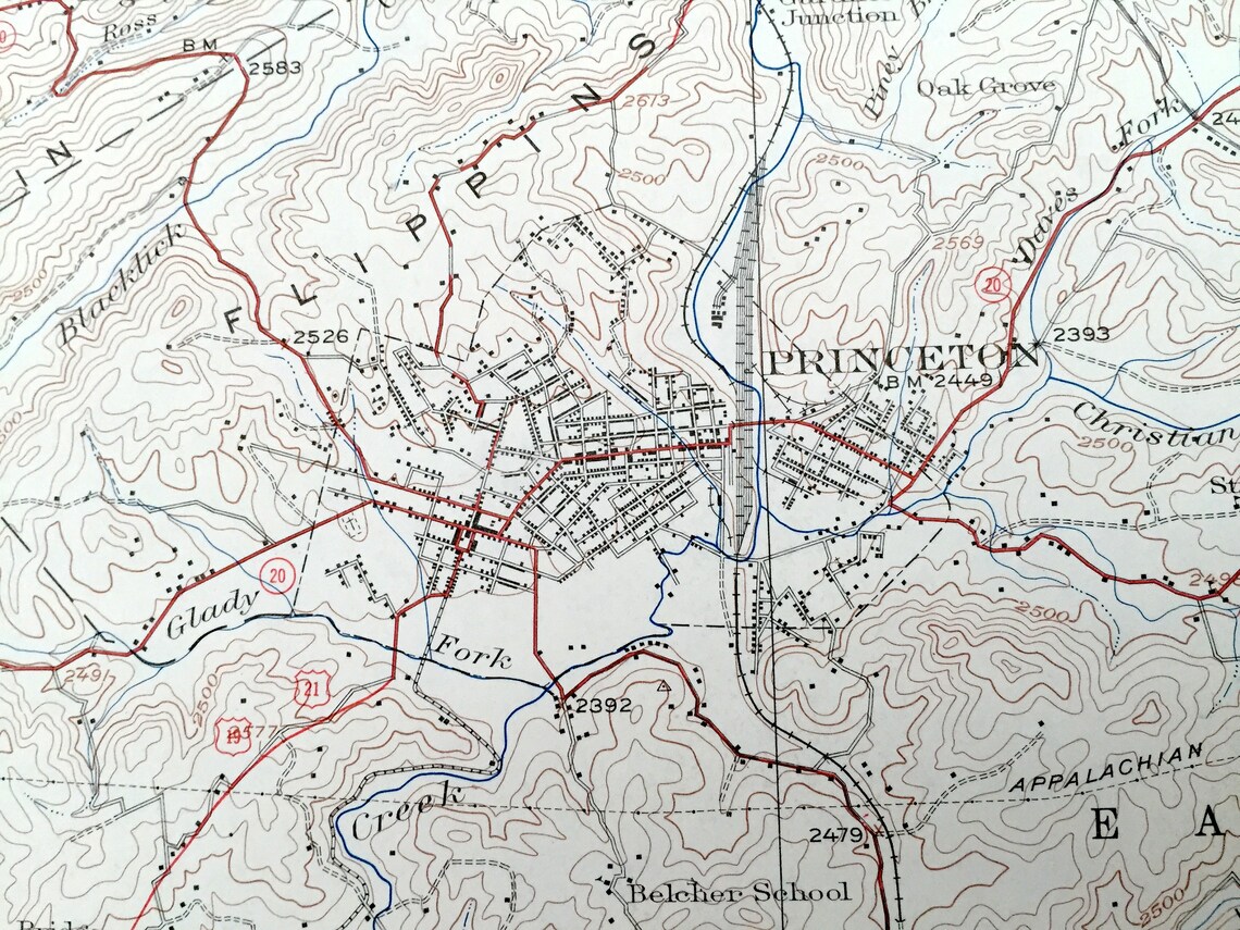 Antique Bluefield West Virginia 1924 US Geological Survey Etsy