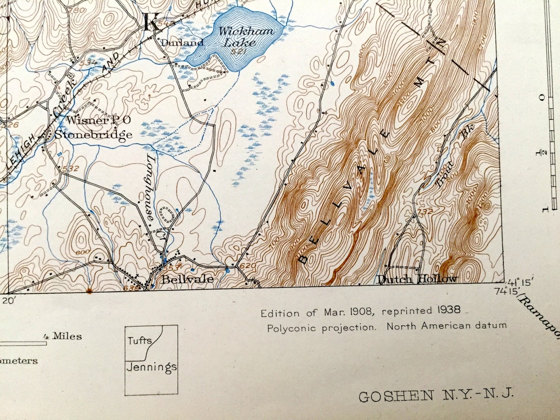 Antique Goshen New York 1908 US Geological Survey Topographic Etsy