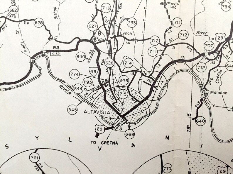 Antique Campbell County Virginia 1955 Highway Map Rustburg Etsy France
