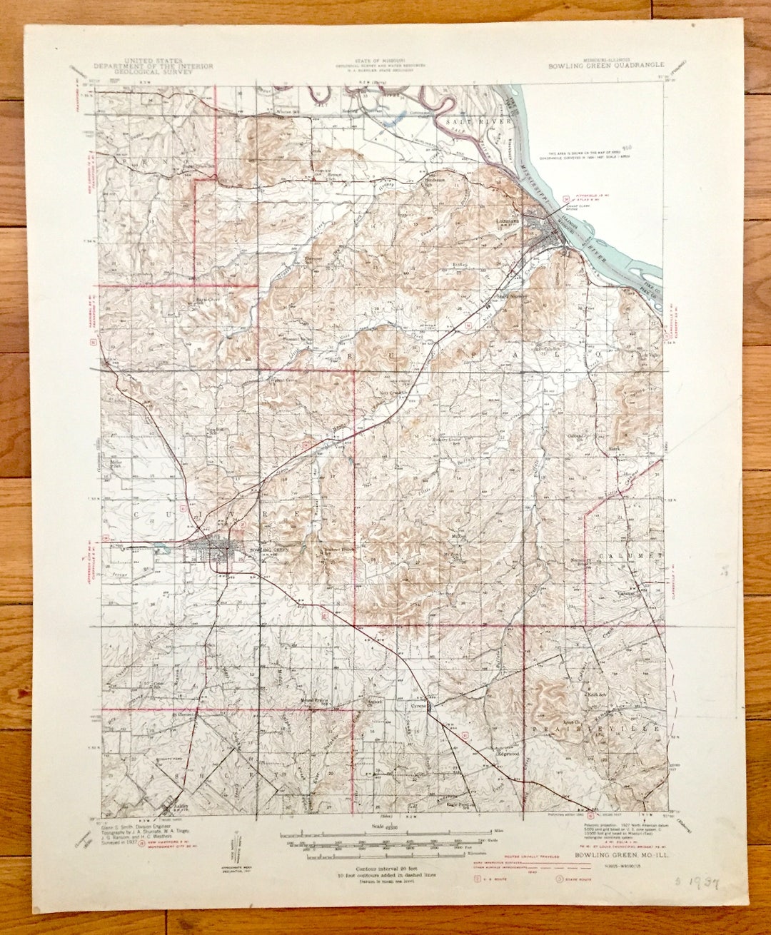 Antique Bowling Green Missouri 1937 US Geological Survey Etsy