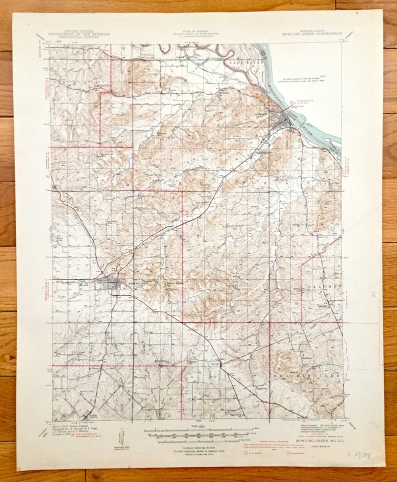 Antique Bowling Green Missouri 1937 US Geological Survey Etsy