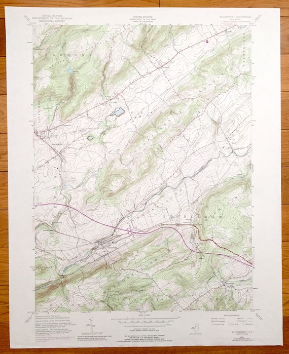 Antique Bloomsbury New Jersey 1955 US Geological Survey Etsy