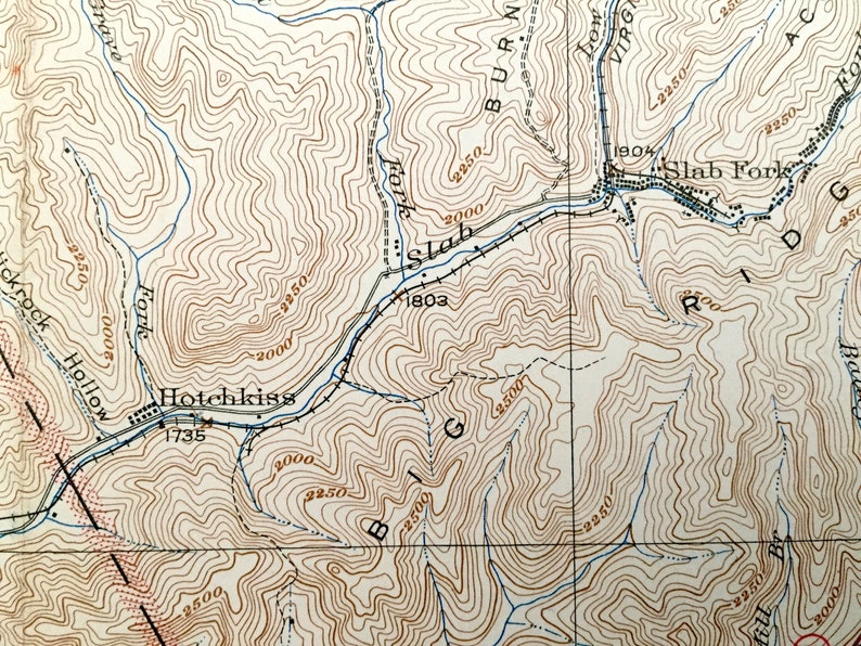 Antique Mullens West Virginia 1927 US Geological Survey Etsy