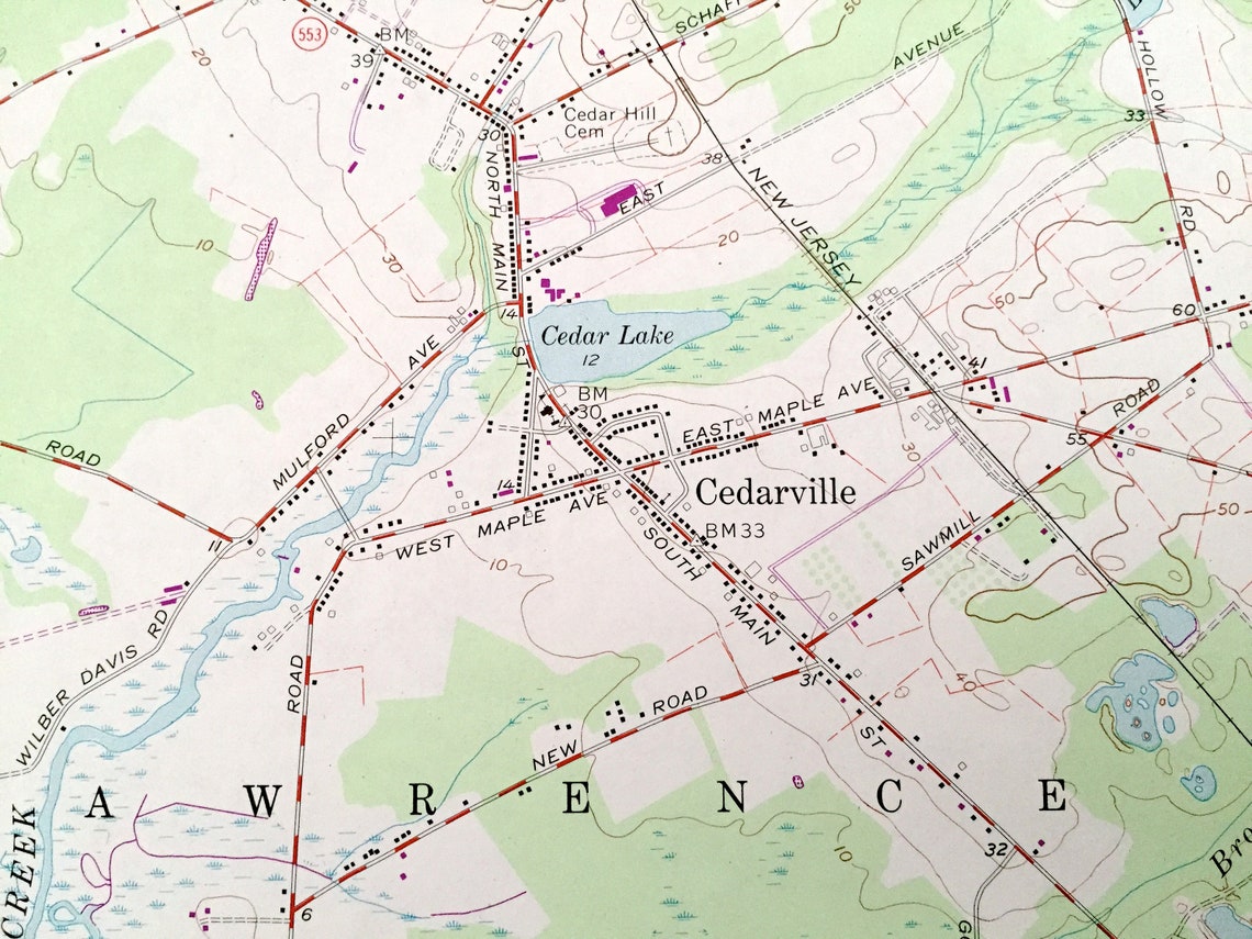 Antique Cedarville New Jersey 1956 US Geological Survey Etsy