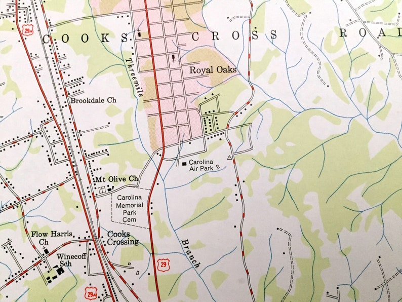 Antique Concord Carolina del Norte 1950 Mapa Topográfico del Etsy España