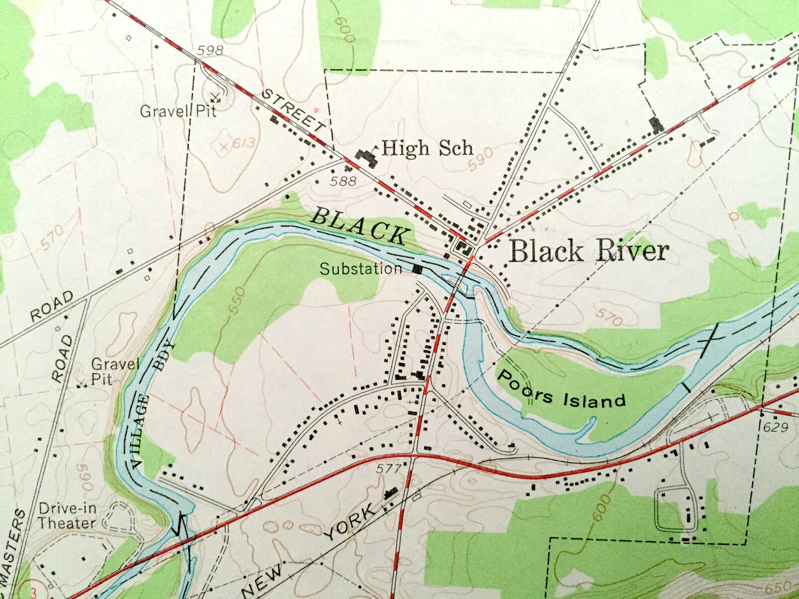 Antique Black River Nueva York 1958 Us Geological Survey Map Etsy