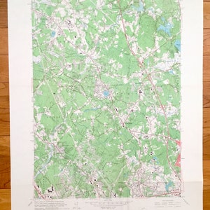 Antique Wilmington, Massachusetts 1965 U.S. Geological Survey carte topographique – Middlesex Co, Andover, Pinehurst, Burlington, Woburn, Bedford
