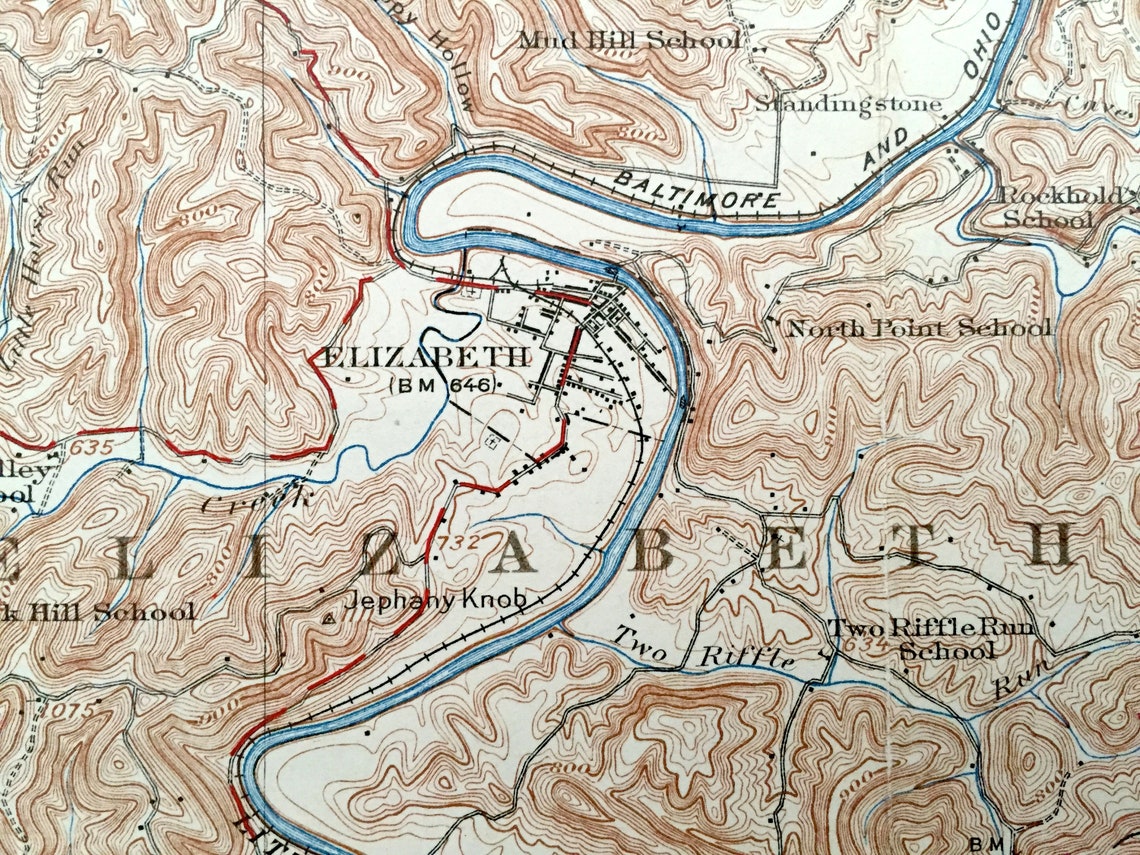 Antique Elizabeth West Virginia 1926 US Geological Survey Etsy