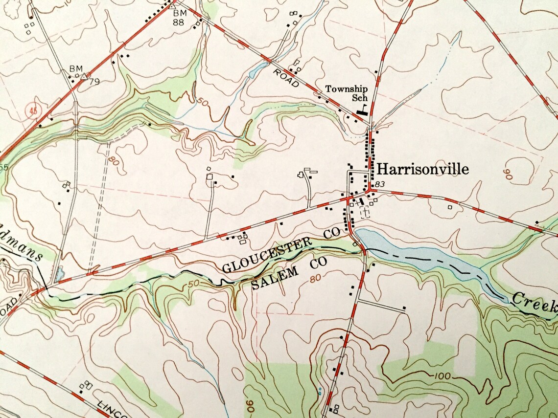 Antique Woodstown New Jersey 1967 US Geological Survey Etsy