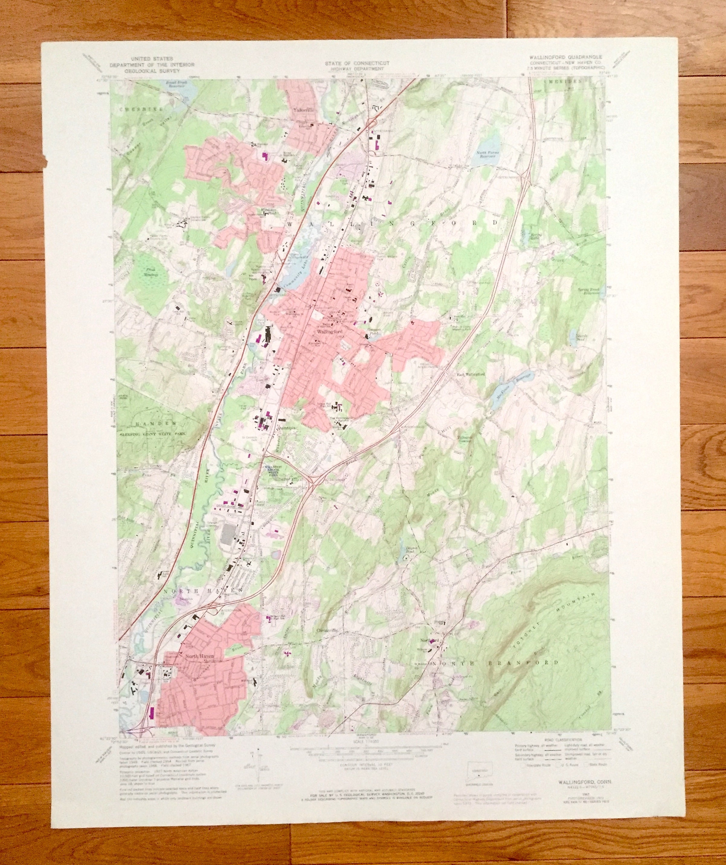 Antique Wallingford Connecticut 1967 US Geological Survey Etsy UK