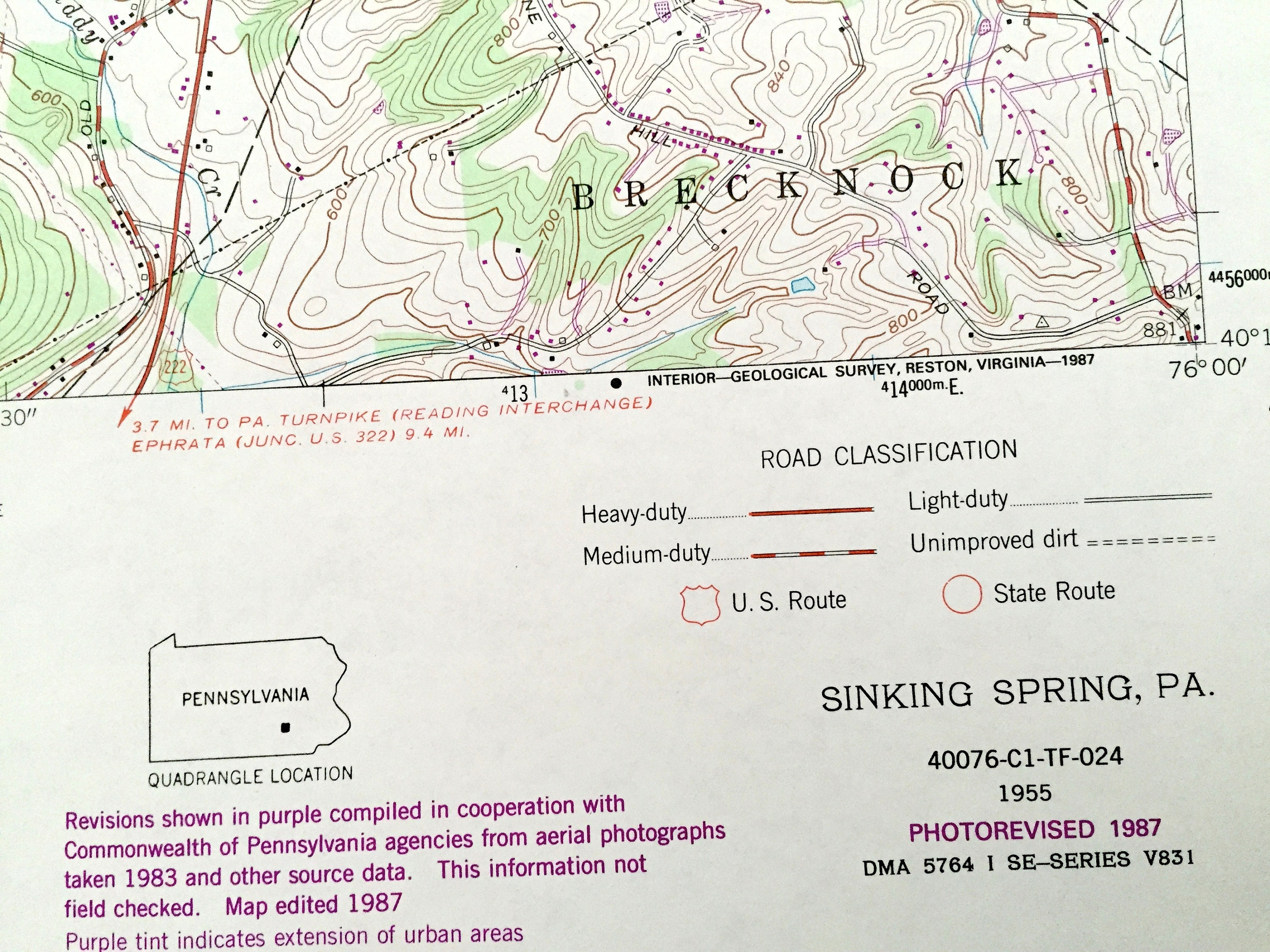 Antique Sinking Spring Pennsylvania 1955 US Geological Survey Etsy Canada