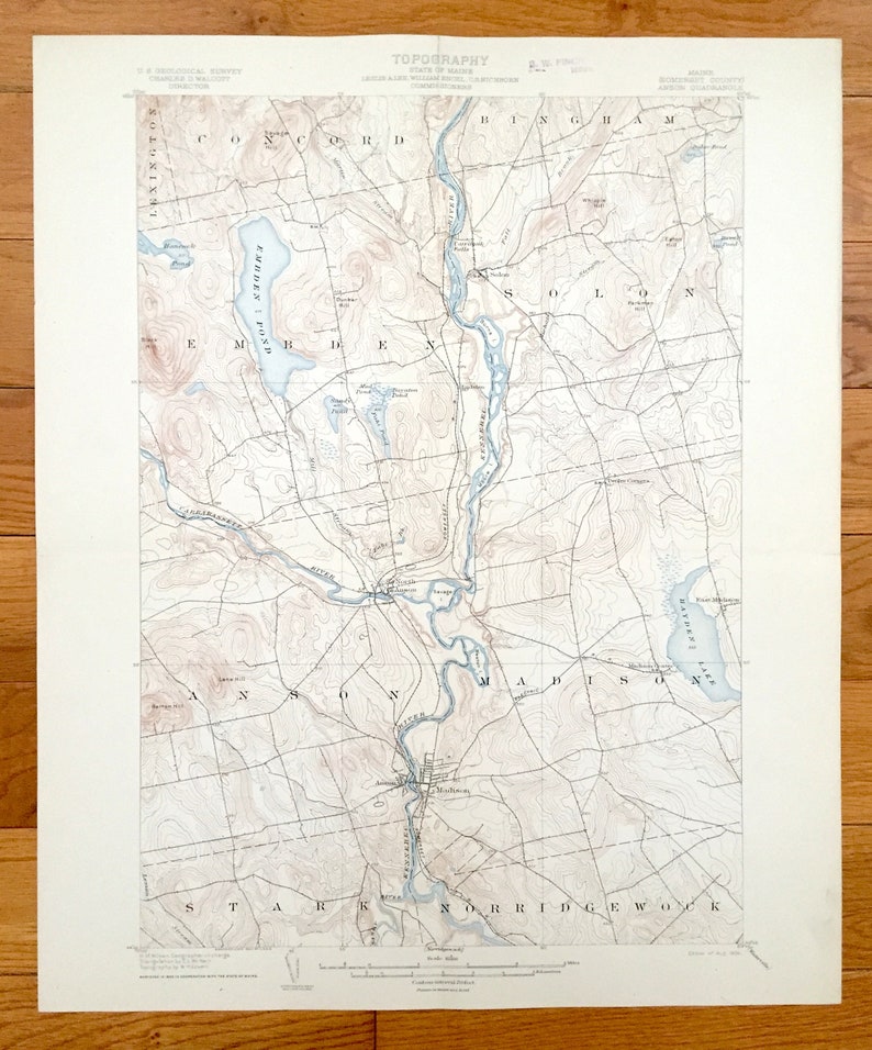 Antique Anson, Maine 1904 US Geological Survey Topographic Map