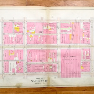 Antike Zentrum Stadt Philadelphia, Pennsylvania 1908 Elvino V Smith Atlas Karte – Chinatown, Midtown Village, Gayborhood, Rathaus PA PHL