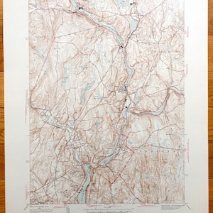 Antieke Norwich, Connecticut 1946 Amerikaanse geologische enquête topografische kaart – New London County, Willimantic Preston, Lissabon, Sprague Franklin CT