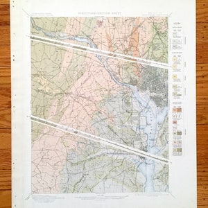 Antieke topografische kaart US Geological Survey 1900, Washington, DC – Capitol Hill, Georgetown, Alexandrië, Bethesda, Rock Creek Park, MD