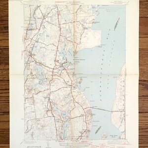 Antike Wickford, Rhode Island 1957 US Geologische Untersuchung Topographische Karte - Washington, Newport County, Narraganset, Kingstown, Greenwich, RI