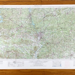 Antike Phoenix City, Alabama 1955 US Geologische Untersuchung Topographische Karte - Columbus, Lanett, Opelika, Auburn, Tuskegee, Alexander City, AL GA