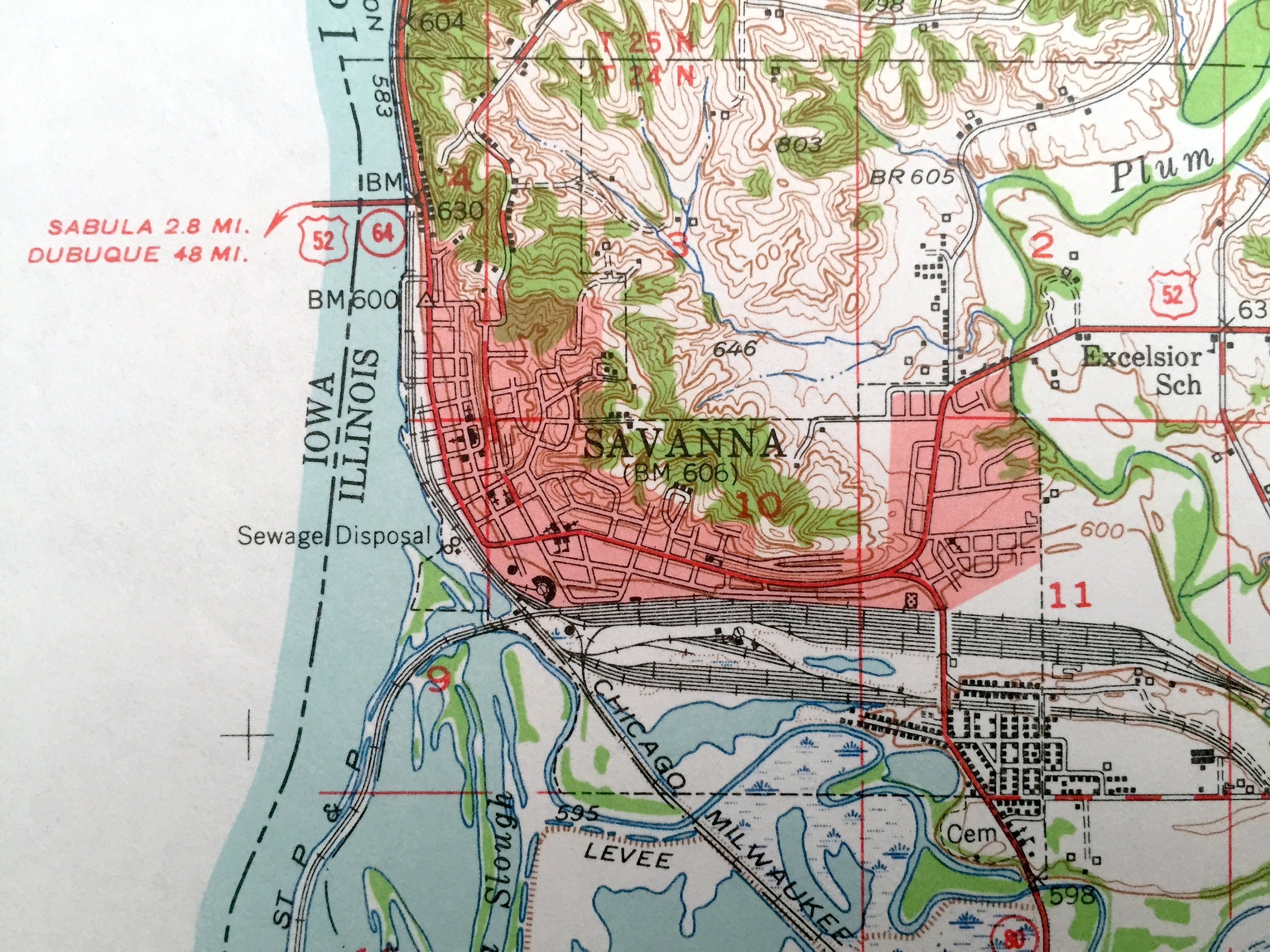 Antique Savanna Illinois 1952 US Geological Survey Etsy Nederland