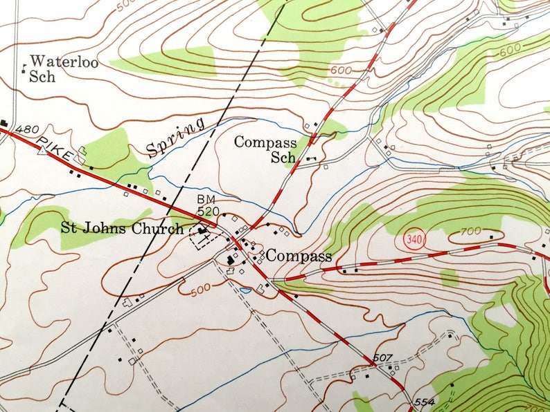 Antique Honey Brook Pennsylvania 1955 US Geological Survey Etsy