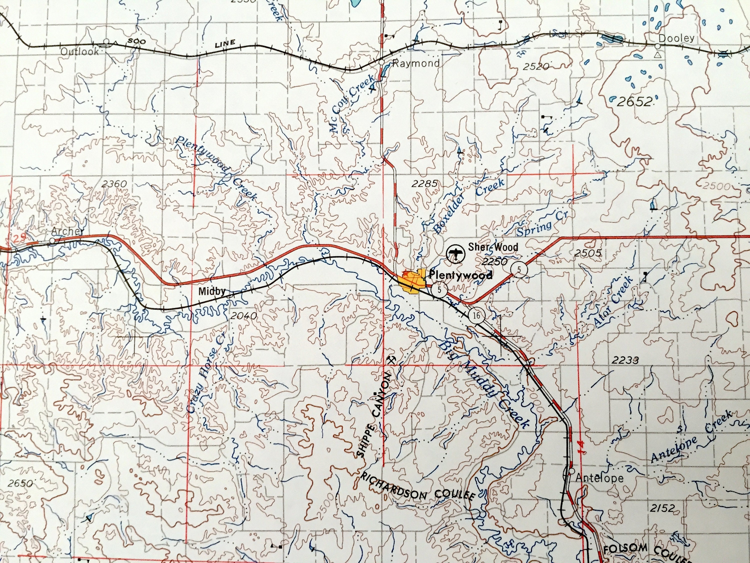 Antique Wolf Point Montana 1954 US Geological Survey Etsy UK
