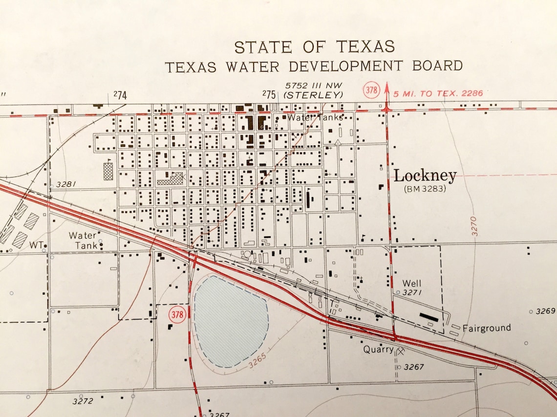 Antique Lockney Texas 1965 U.S. Geological Survey carte Etsy France