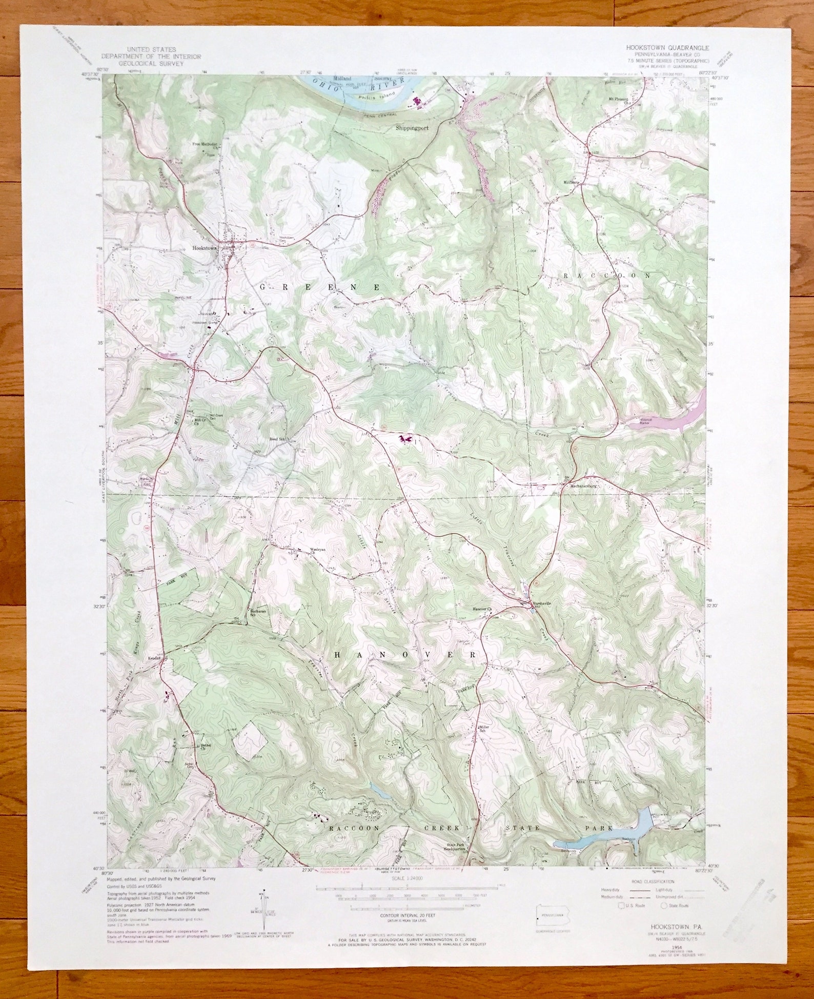 Antique Hookstown Pennsylvania 1954 US Geological Survey Etsy
