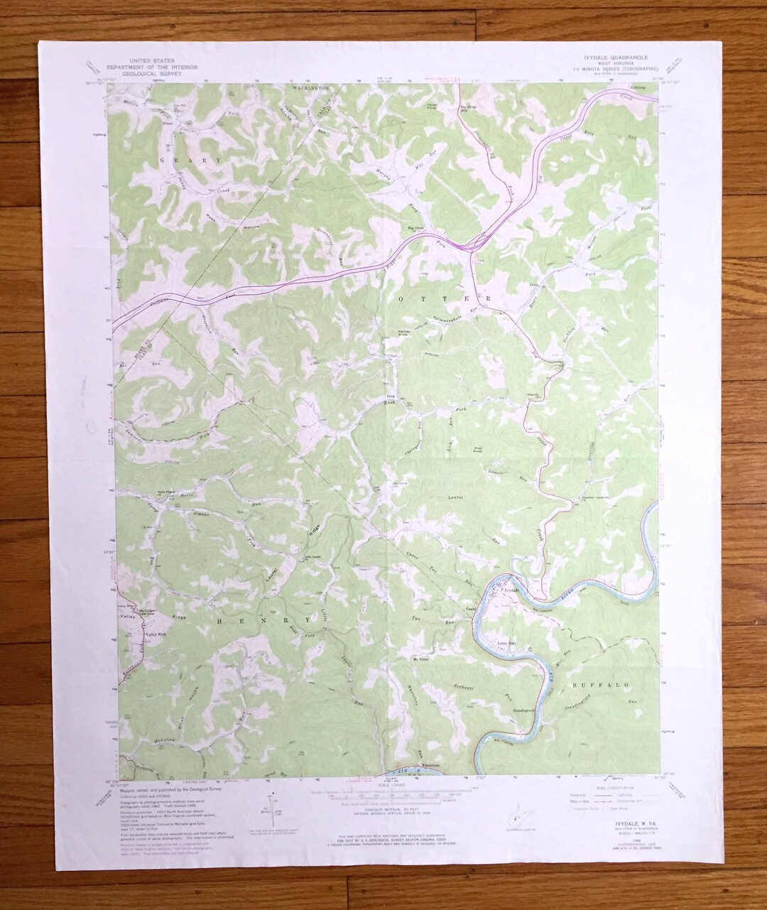 Antique Ivydale West Virginia 1966 US Geological Survey Etsy