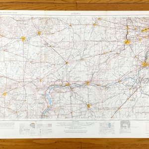 Antike Aurora, Illinois 1958 US Geologische Dienst Topographische Karte - Joliet, Downers Grove, Naperville, Lampion, St. Charles, Streator, IL